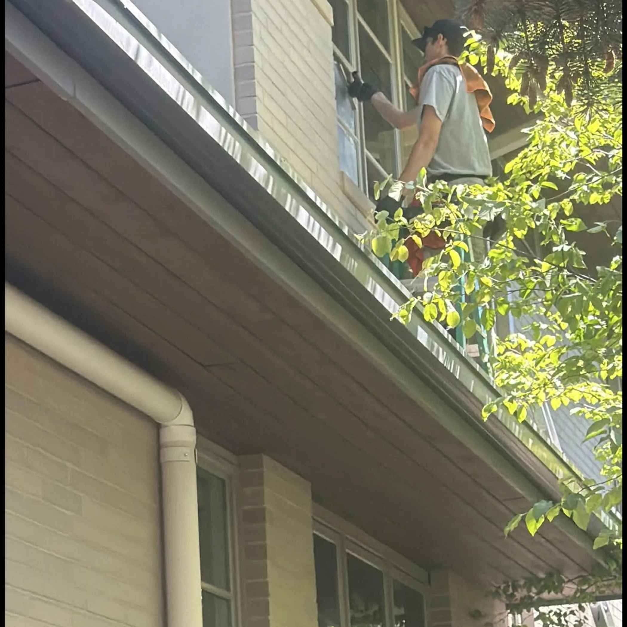 window cleaning in progress