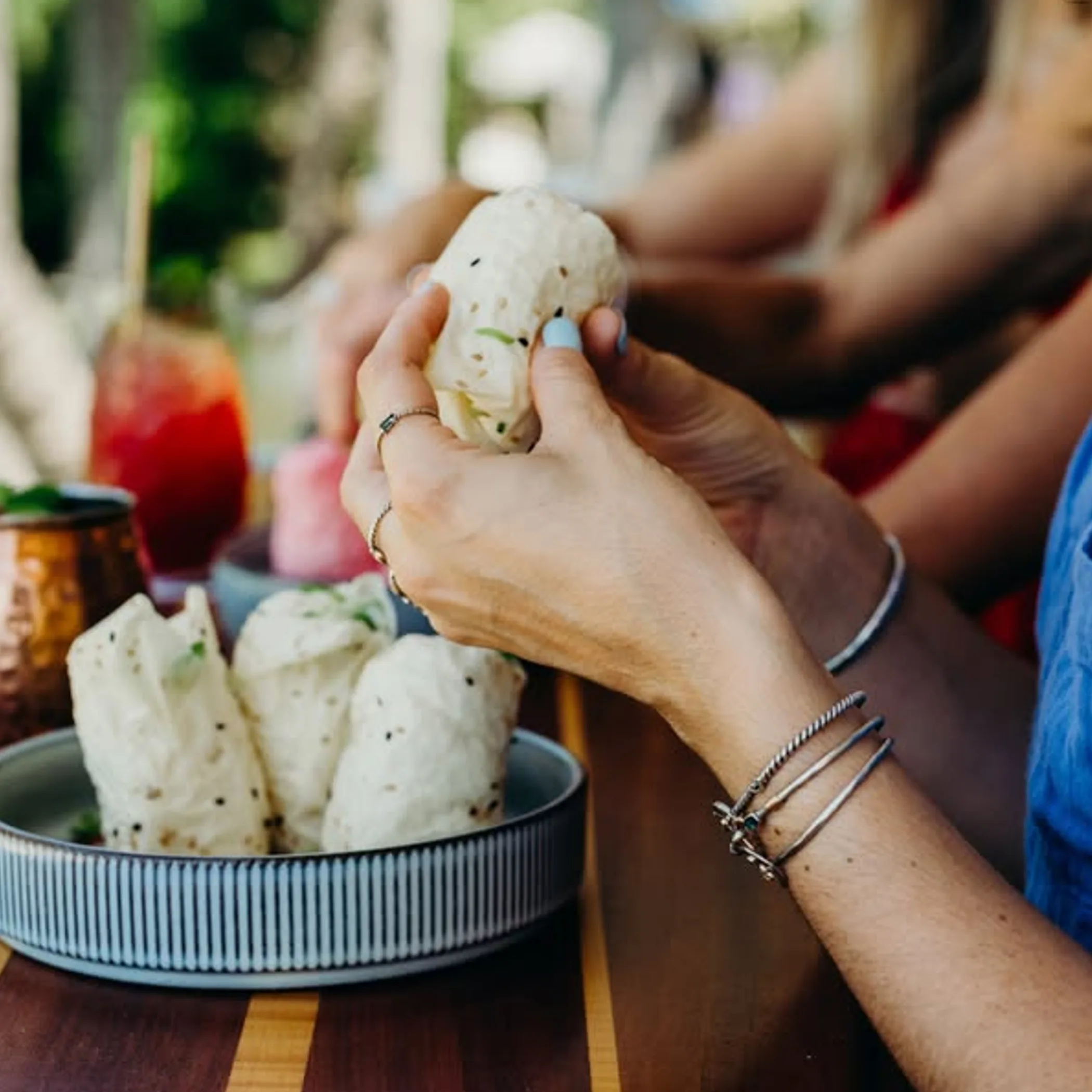 outdoor coastal dining with sushi