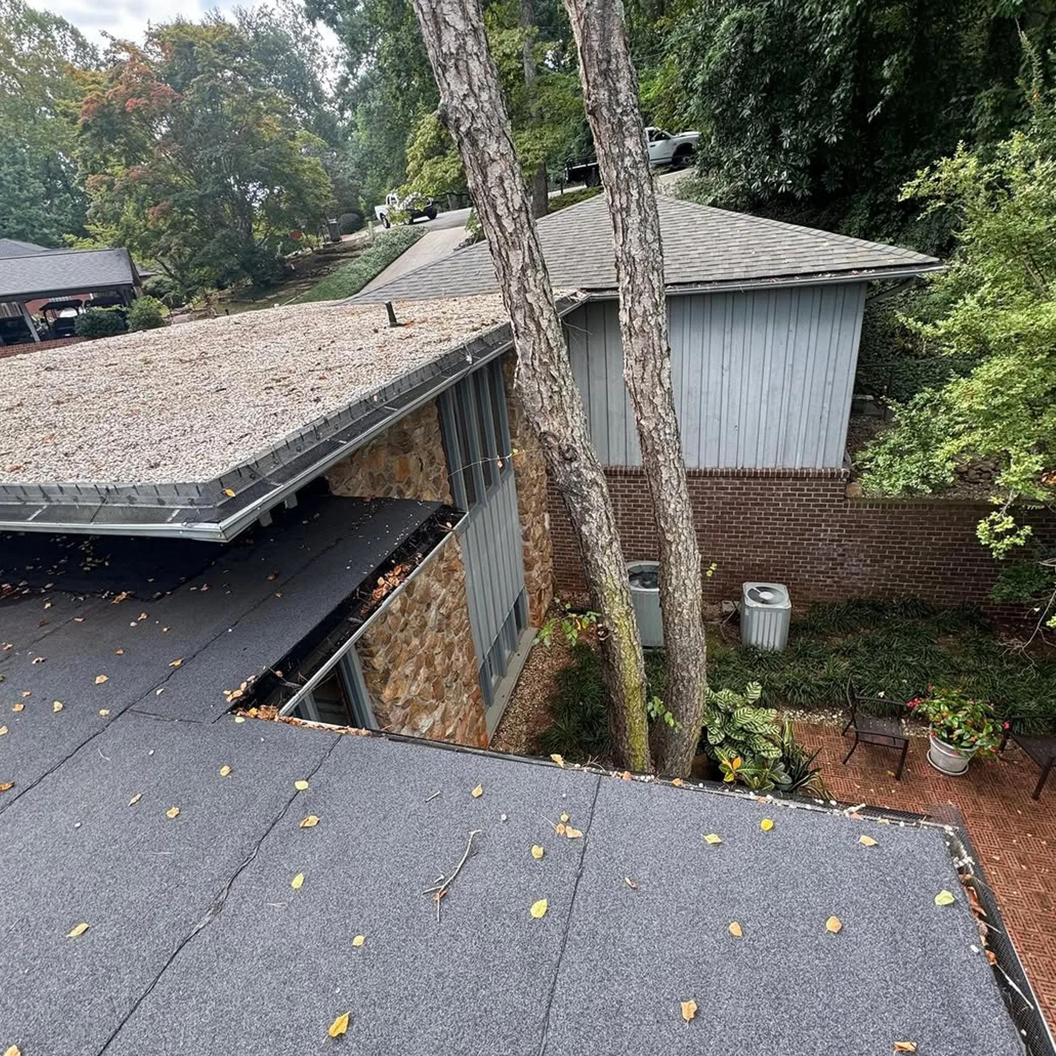 gutters and roof debris
